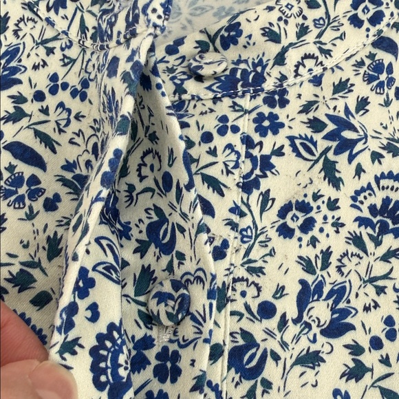 Tuckernuck Dress Wm Medium Bluebell Floral Ditsy Calico Royal Shirt 3/4 Sleeve - Picture 5 of 9
